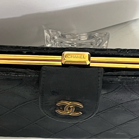 Chanel Vintage Black Quilted Lambskin Leather Wallet and Chanel Shopping Bag - Picture 3 of 15